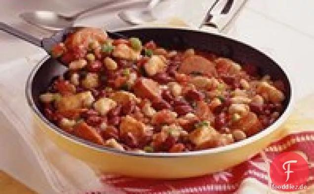 Wurst und Bohnen-Pfanne Eintopf