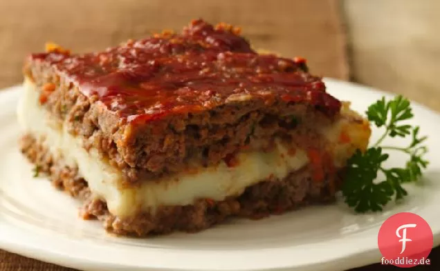 Glutenfreie Kartoffelpüree gefüllte Hackbraten Quadrate