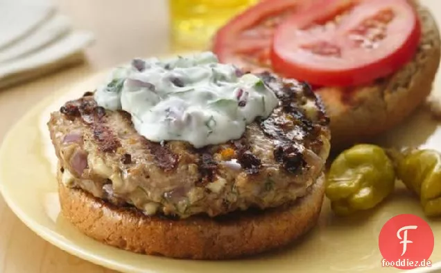 Griechische Truthahn-Burger mit Tzatziki Soße