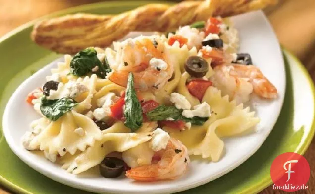 Mediterrane Pasta mit Garnelen