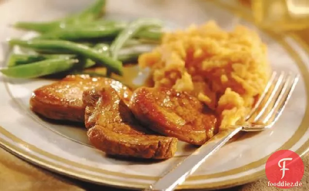 Karamellisierte Schweinefleischscheiben