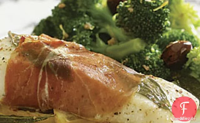 Prosciutto-wrapped Heilbutt Mit Salbei-Butter-Sauce