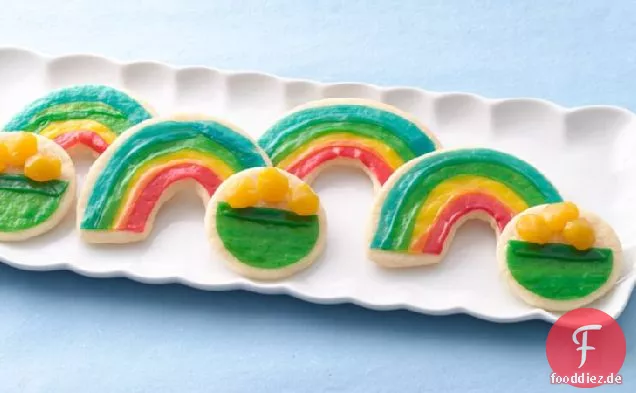 Regenbogen und Topf mit Goldkeksen