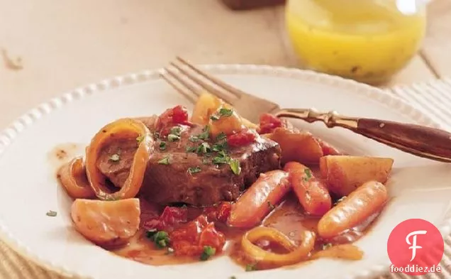Slow-Cooker Schweizer Steak und Gemüse