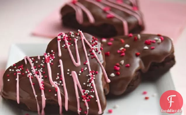 Glasierte Brownie-Herzen