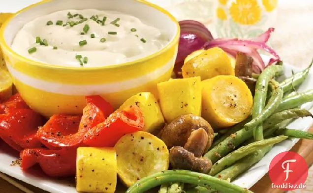 Gebratenes Gemüse mit würzigem Aïoli Dip