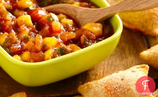 Schnelle Mango Salsa und Pizzarollen