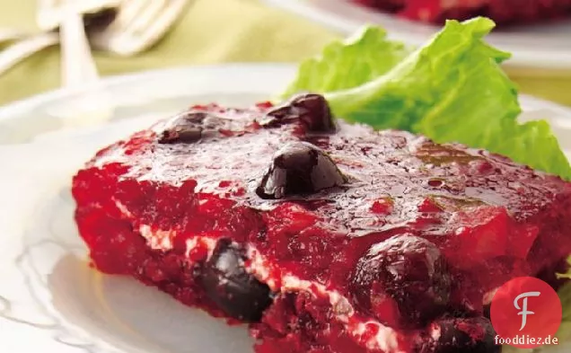 Kirsch-Frischkäse geschichteter Gelatinesalat