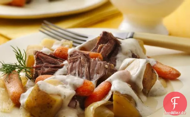 Slow-Cooker-Schmorbraten mit cremiger Dillsauce