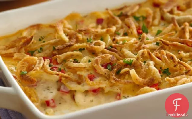 Französische Zwiebel überbackene Kartoffeln