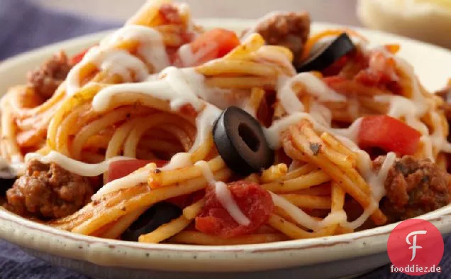 Pfanne Pizza-Spaghetti