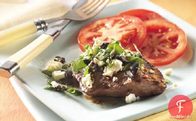 Gegrilltes Steak nach griechischer Art (Kochen für 2 Personen)