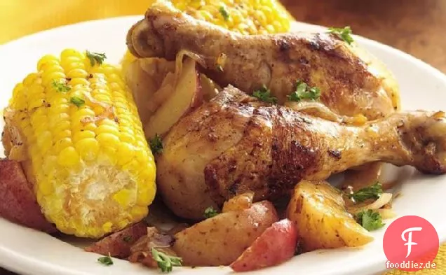 Hausgemachtes Huhn und Mais