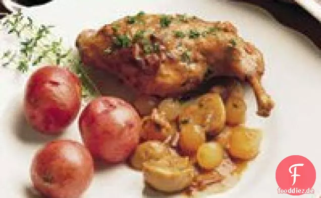 Kaninchen gedünstet in Stout