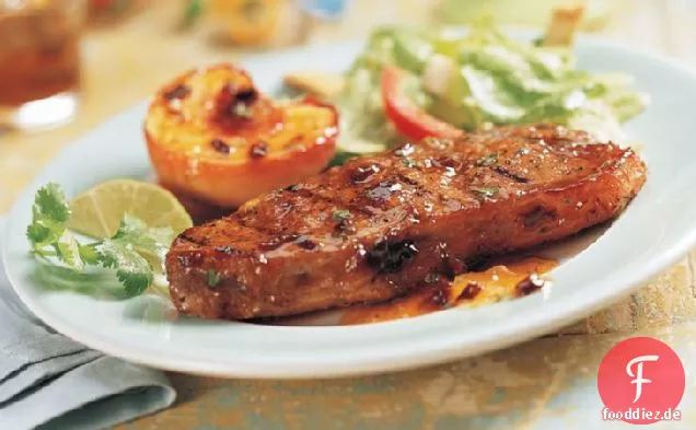 Streifen Steaks mit Chipotle-Pfirsich-Glasur