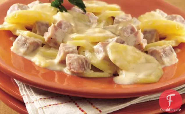 Kitschig Überbackene Kartoffeln mit Schinken