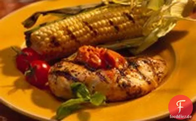 Gegrillte Hähnchenbrust mit Tomaten-basilikum Butter