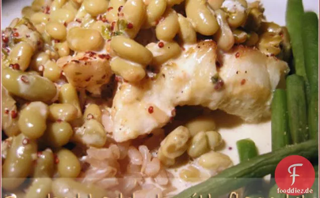 Geräucherter Schellfisch mit Flageolets in einer cremigen Senfsauce (oder Nigel Slater macht WTSIM)
