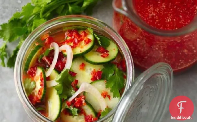 Frische Sriracha Kühlschrank Gurken