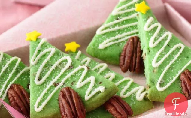 Pecan Shortbread Weihnachtsbaum Cookies