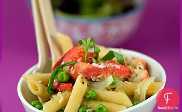 Fenchel, Grüne Erbse und Hummer Penne