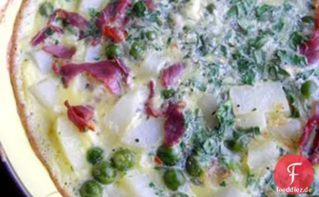 Erbsen-, Schinken- und Kartoffeltortilla