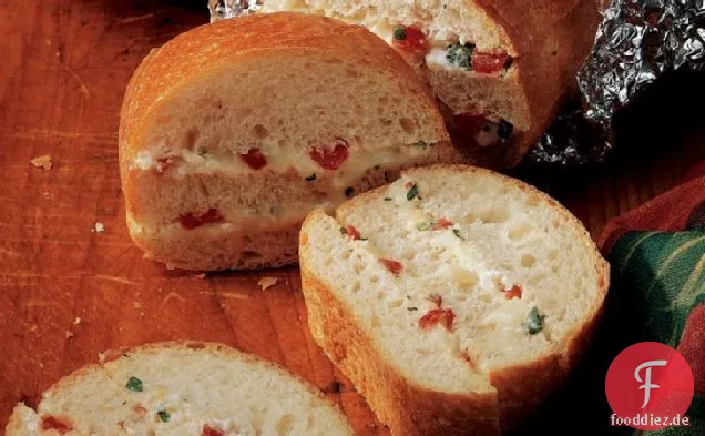 Cheesy geröstete rote Paprika Brot