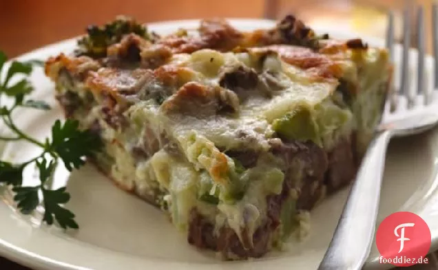 Unglaublich einfaches Rindfleisch, Brokkoli und Pilzkuchen