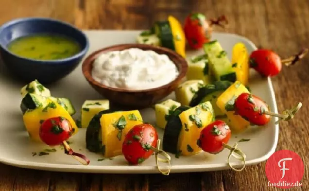 Frisches Gemüse Kabobs mit Jalapeño-Aioli