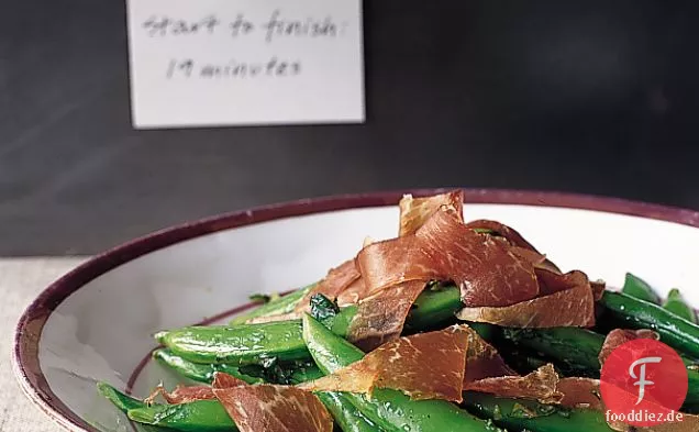 Zucker-, Erbsen- und Schinken-Salat
