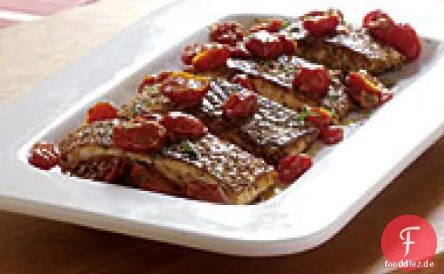 Gebratener Lachs mit Cherry Tomatoâ€