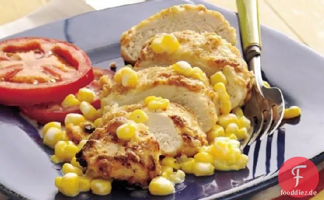 Ranch Oven-Fried Chicken mit warmem Mais Relish
