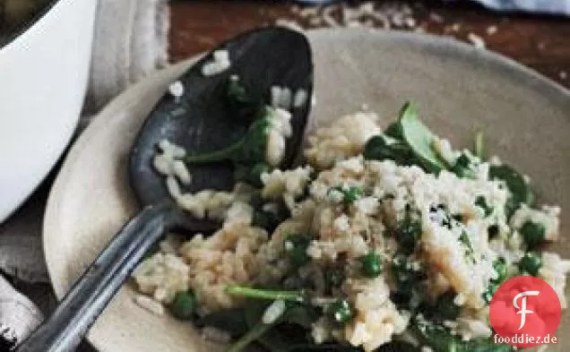 Gebackener Spinat und Erbsenrisotto Rezept