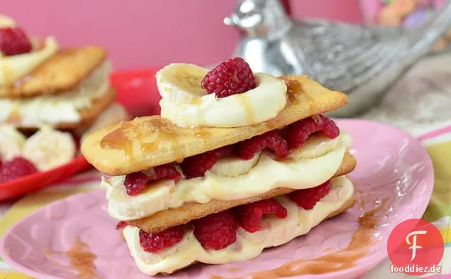 Karamell Himbeere Banane Napoleon