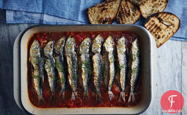 Gebackene Sardinen in Pepperonata