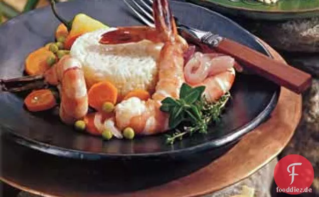 Eingelegte Garnelen und Gemüse