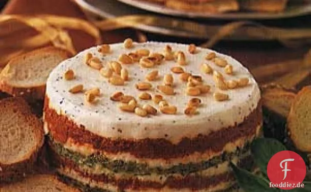 Sonnengetrocknete Tomaten-und Pesto-Torta