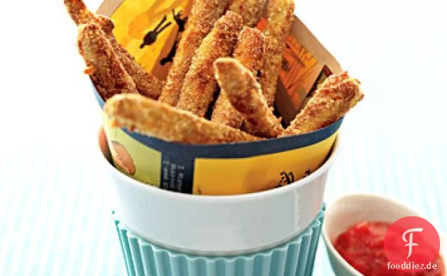 Gebackene Zucchini-Pommes mit Tomaten-Coulis-Dip-Sauce