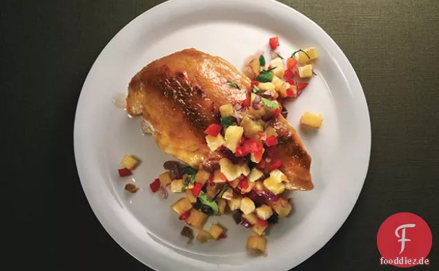 Ananas-glasiertes Huhn mit Jalapeño Salsa