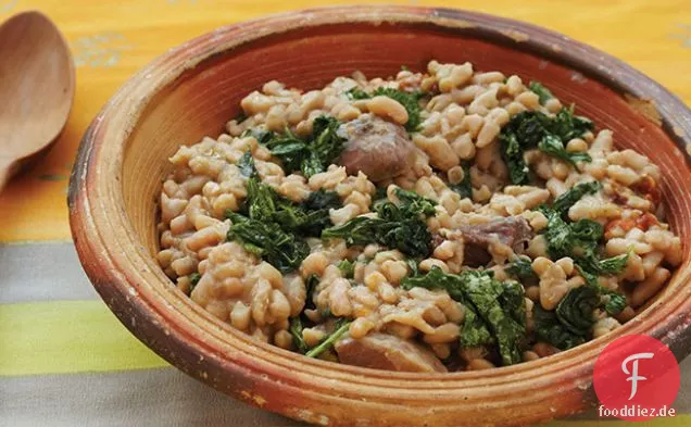 Flageolets mit Herbstgemüse und frischem Speck