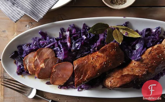 Bier-mariniertes Schweinefilet mit Rotkohl