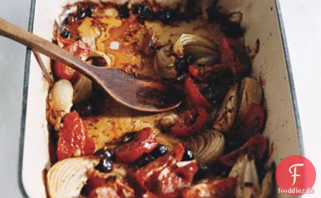 Geschmortes Huhn mit Tomaten und Oliven (Poulet Provence)