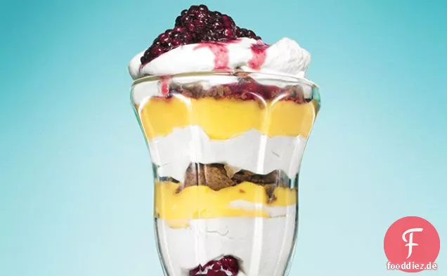 Brombeere, Zitrone und Gingersnap Cheesecake Pudding