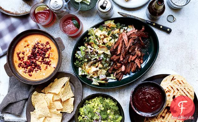 Rock Steak Fajitas mit gegrilltem Kohl und Schalotten