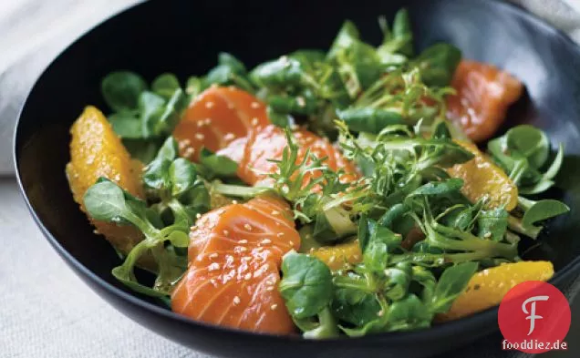 Sashimi Salat mit Soja-und Orangen -