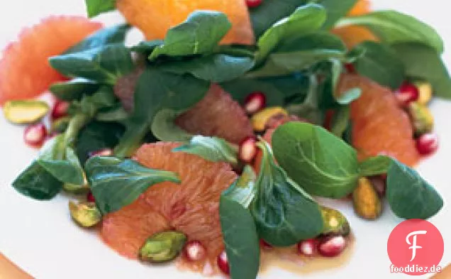 Mâche-Salat mit Blutorangen, Pistazien und Granatapfel