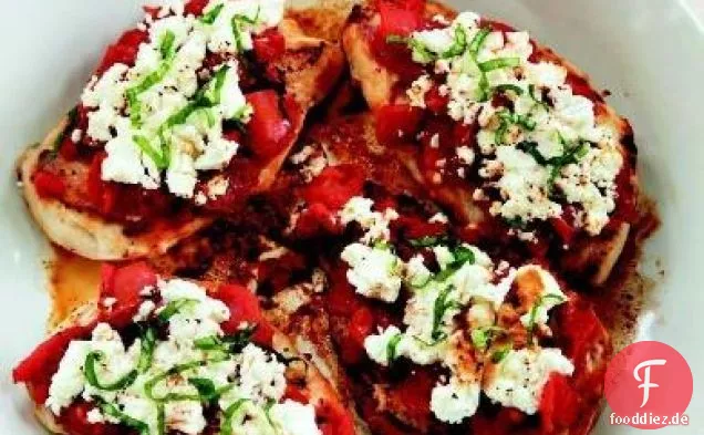 Hähnchenbrust mit Ziegenkäse und gebratenen Tomaten
