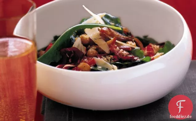 Radicchio Gehackter Salat mit Gerösteten Kichererbsen