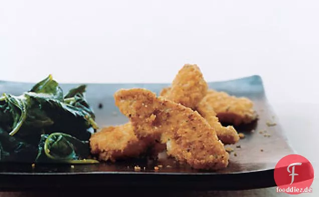 Cheddar Chicken Tenders mit verwelktem Spinat