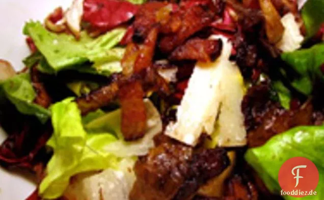 Abendessen heute Abend: Warmer Salat mit Topinambur, Speck, An